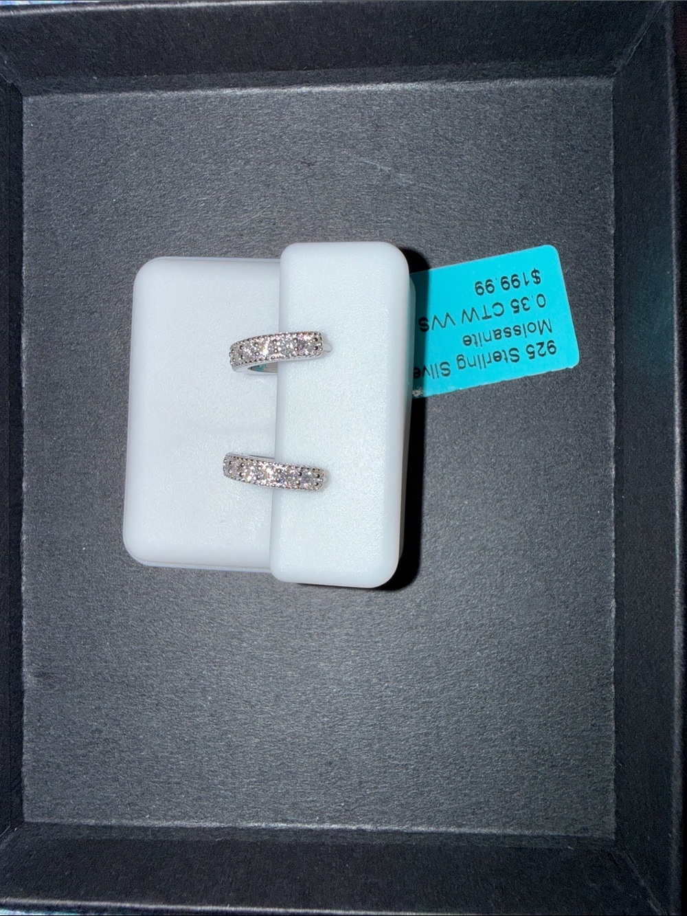 Sterling Silver Pavé Hoop Earrings - White